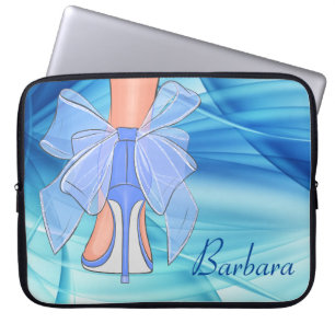 Housse Pour Ordinateur Portable Talons Hauts En Soie Bleue Personnalisés