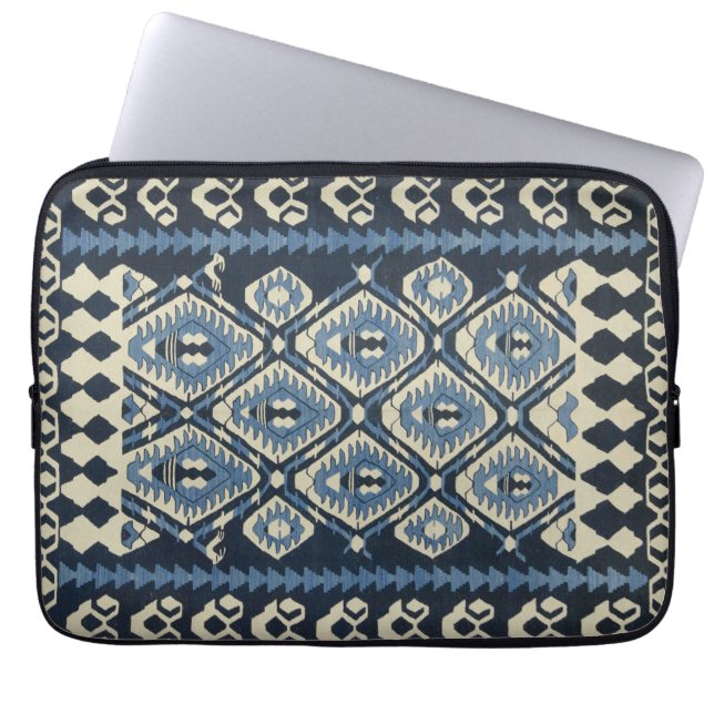 Housse Pour Ordinateur Portable Tapis persan turc oriental bleu (Devant)