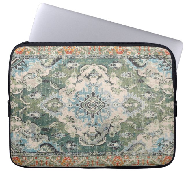 Housse Pour Ordinateur Portable Tapis vert antique (Devant)