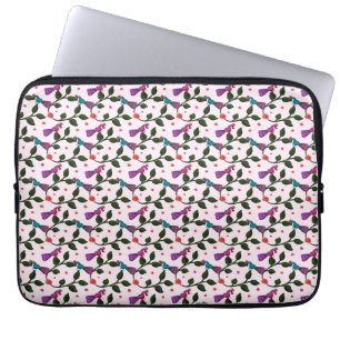 Housse Pour Ordinateur Portable Tapisserie à motif floral continu d'oiseau coloré