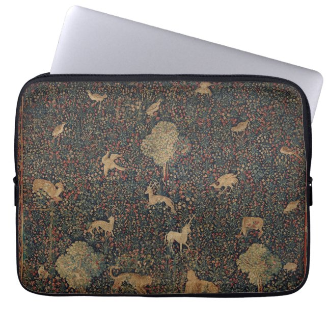 Housse Pour Ordinateur Portable Tapisserie allegorique Millefleurs avec animaux (Devant)