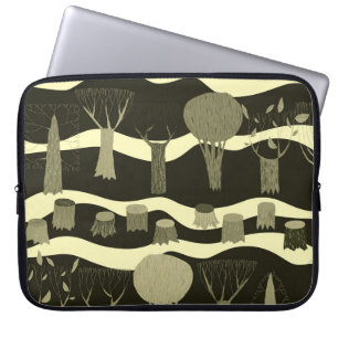 Housse Pour Ordinateur Portable Tapisserie de bois gris : arbres motif.