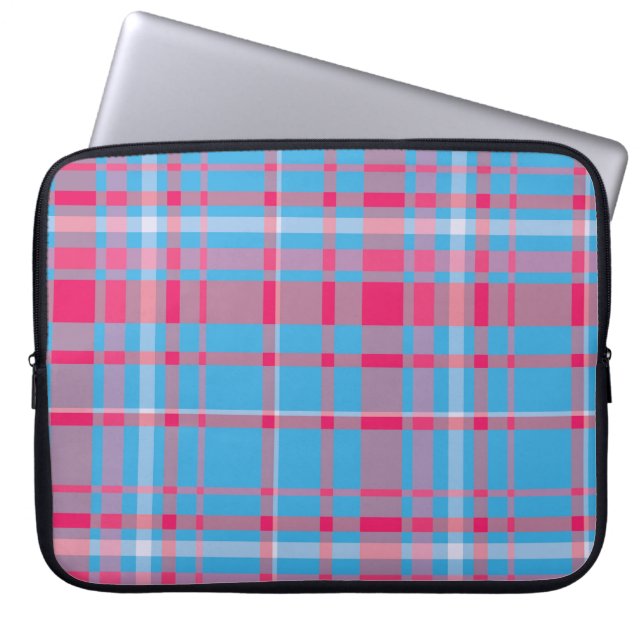 Housse Pour Ordinateur Portable Tartan bleu et rouge (Devant)