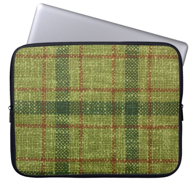 Housse Pour Ordinateur Portable Tartan de Noël rouge et vert. (Devant)