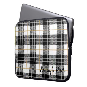 Housse Pour Ordinateur Portable Tartan Plaid Avec Nom