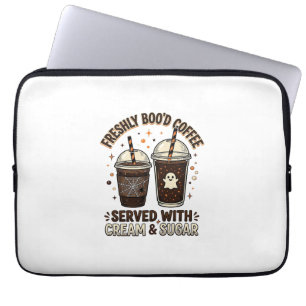 Housse Pour Ordinateur Portable Tasse fantôme Halloween Café Fraîchement Infusé