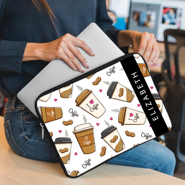 Housse Pour Ordinateur Portable Tasses À Café, Haricots À Café, Amateur De Café, V (Créateur téléchargé)