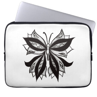 Housse Pour Ordinateur Portable Tatouage Tribal Noir Et Blanc Papillon