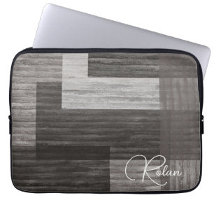 Housse Pour Ordinateur Portable Taupe Jean patch Travail Faux Burlap