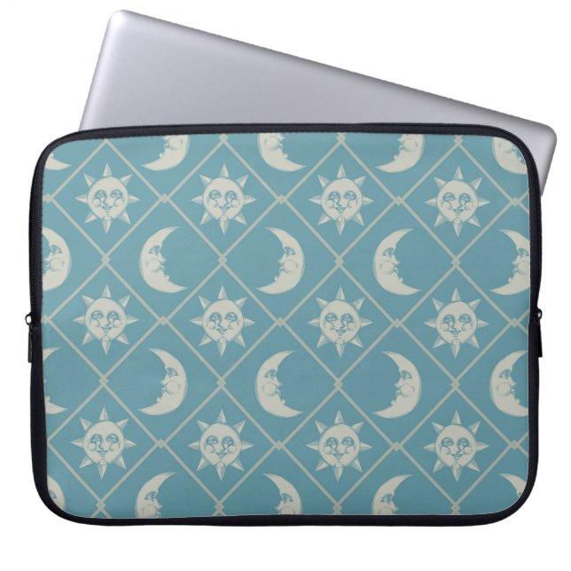 Housse Pour Ordinateur Portable Teal Celestial Sun And Moon (Devant)