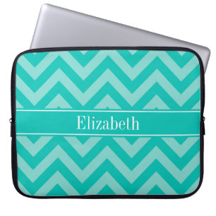 Housse Pour Ordinateur Portable Teal Turquoise LG Chevron Teal Name monogram