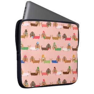 Housse Pour Ordinateur Portable Teckels sur le rose