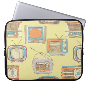Housse Pour Ordinateur Portable télévision rétro et radio. motif transparent