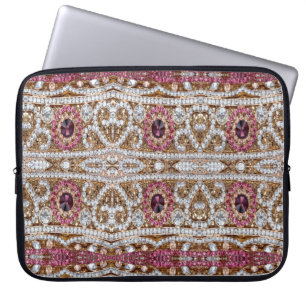 Housse Pour Ordinateur Portable tendance or argent élégant bordeaux rose bohème