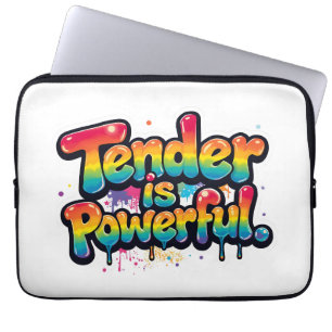 Housse Pour Ordinateur Portable Tendre est Puissant Citation Arc-en-Ciel Coloré Em