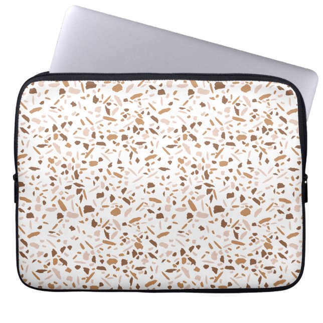 Housse Pour Ordinateur Portable Terrazzo marron et beige et blanc  (Devant)