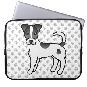 Housse Pour Ordinateur Portable Terrier de Parsons Russell à poil dur noir et blan
