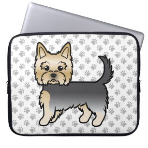 Housse Pour Ordinateur Portable Terrier de Yorkshire bleu et or Dessin animé Chien