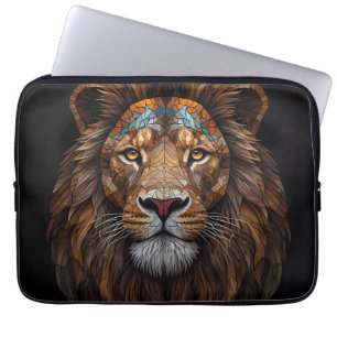 Housse Pour Ordinateur Portable Tête de lion en mosaïque majestueuse
