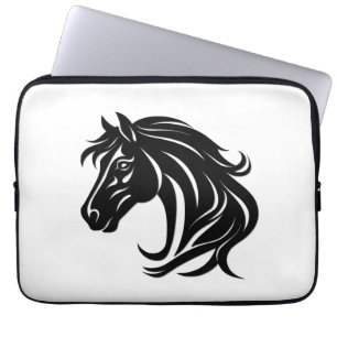 Housse Pour Ordinateur Portable Tête de magnifique cheval noir  