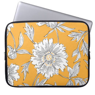 Housse Pour Ordinateur Portable Têtes de marguerite : Ligne Florale d'été.