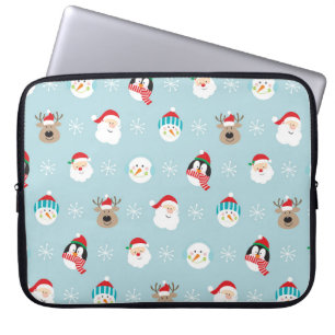 Housse Pour Ordinateur Portable Têtes de personnage de Noël : Enveloppement festif
