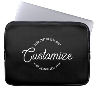 Housse Pour Ordinateur Portable Texte circulaire moderne et cursif élégant modifia