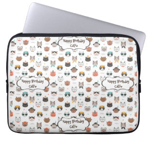 Housse Pour Ordinateur Portable Texte d'anniversaire personnalisable avec de migno