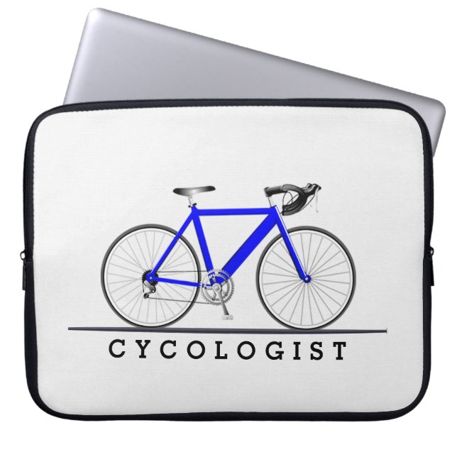 Housse Pour Ordinateur Portable Texte du cycologue avec vélo bleu (Devant)