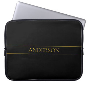 Housse Pour Ordinateur Portable Texte et lignes Gold personnalisables