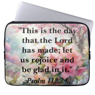 Housse Pour Ordinateur Portable Texte motivant de la Bible sur aquarelle florale