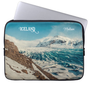 Housse Pour Ordinateur Portable Texte personnalisé Solheimajokull, Islande