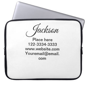 Housse Pour Ordinateur Portable Texte simple minimal ajoutez votre nom lieu ville