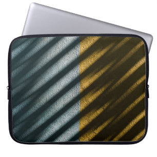 HOUSSE POUR ORDINATEUR PORTABLE TEXTILE NOIR ET BROWN STRIPÉ