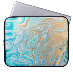 Housse Pour Ordinateur Portable texture Abstraite en marbre bleu