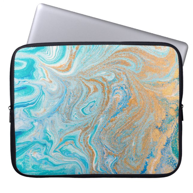 Housse Pour Ordinateur Portable texture Abstraite en marbre bleu (Devant)
