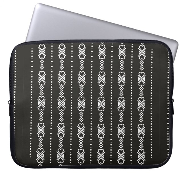 Housse Pour Ordinateur Portable texture cardiaque aztèque Abstraite (Devant)