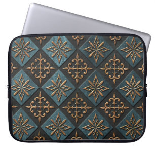 Housse Pour Ordinateur Portable Texture de bronze avec motif de sculpture.