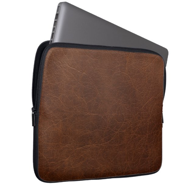Housse Pour Ordinateur Portable Texture de cuir brun élégant (Devant droit)