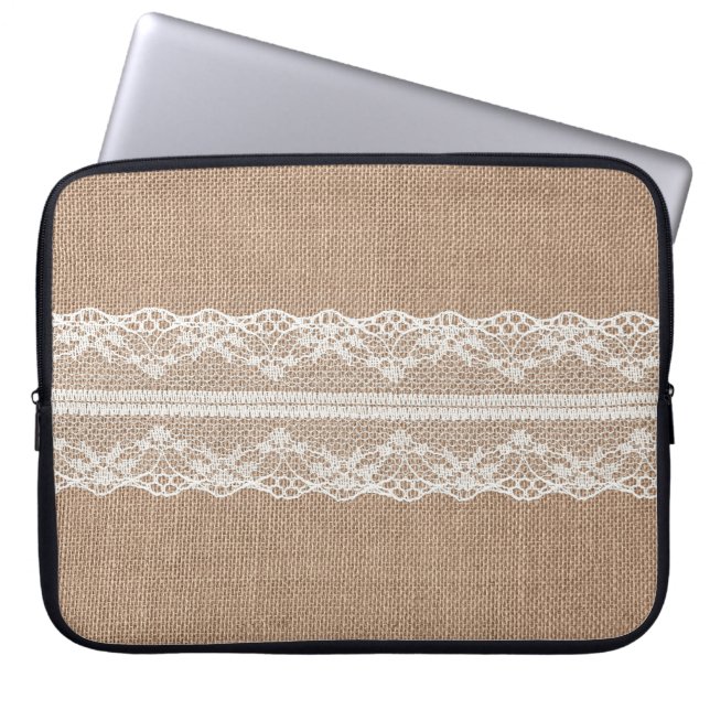 Housse Pour Ordinateur Portable Texture de dentelle blanche Brown (Devant)