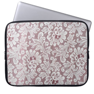 Housse Pour Ordinateur Portable Texture de dentelle d'élégance blanche avec bea sa