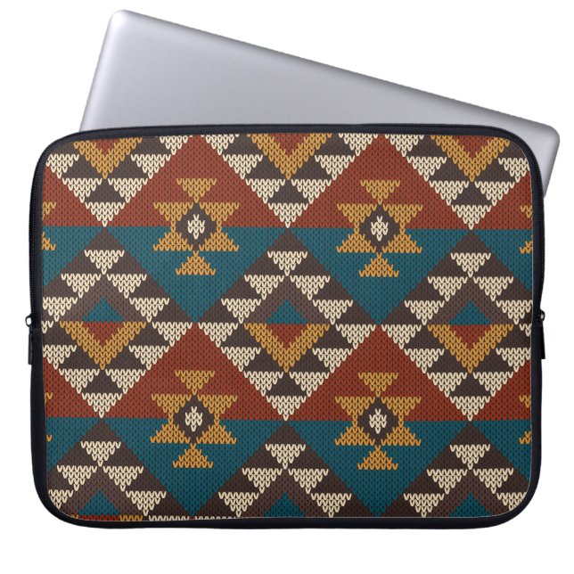 Housse Pour Ordinateur Portable Texture de laine aztèque Tribal. (Devant)