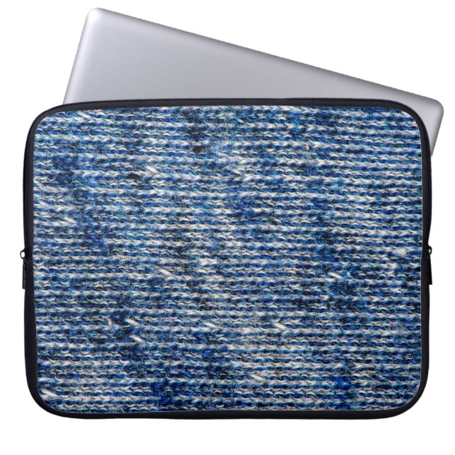 Housse Pour Ordinateur Portable Texture de laine de tricot bleu (Devant)