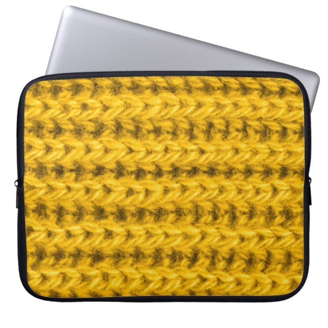 Housse Pour Ordinateur Portable Texture de laine jaune vif (Devant)