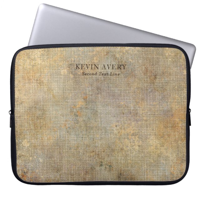 Housse Pour Ordinateur Portable Texture de lin rustique personnalisée (Devant)