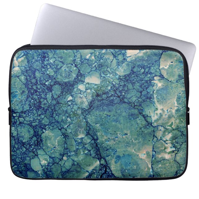 Housse Pour Ordinateur Portable Texture de marbre bleu sarcelle vert (Devant)