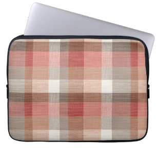 Housse Pour Ordinateur Portable Texture de tissu à carreaux rustique chaud en cora