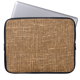 Housse Pour Ordinateur Portable Texture de toile de lin Brown