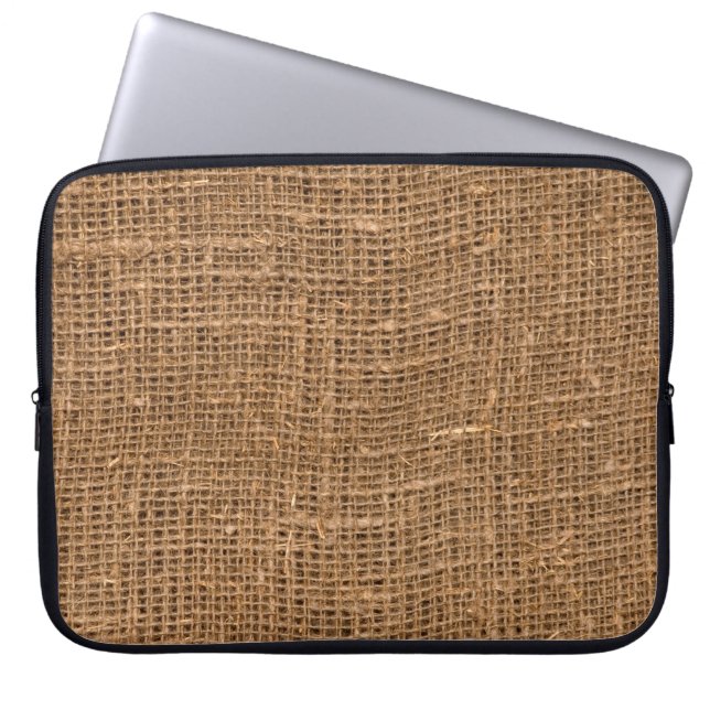 Housse Pour Ordinateur Portable Texture de toile de lin Brown (Devant)
