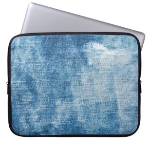 Housse Pour Ordinateur Portable Texture des jeans en denim bleu